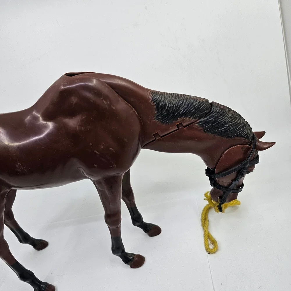 Vintage Louis Marx & Co Brown Horse Plastic 1970's Movable Neck Made in USA